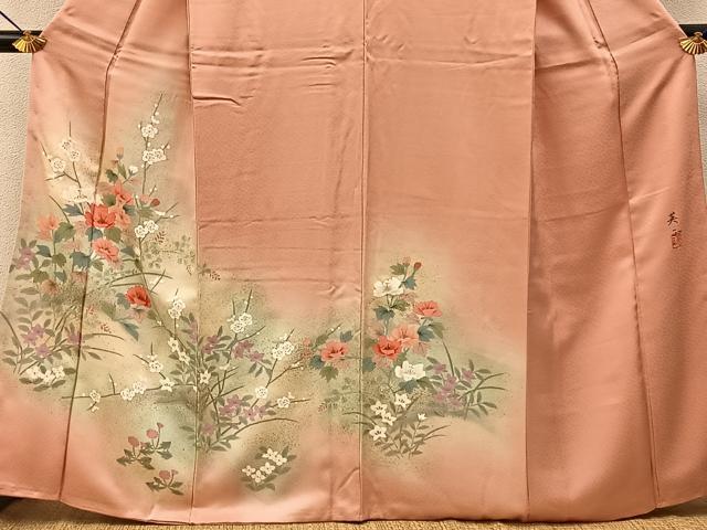 平和屋着物■訪問着　作家物　草花文　暈し染め　金彩　正絹　逸品　BAAY6920hj