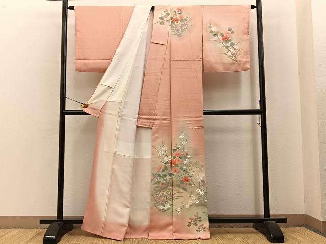 平和屋着物■訪問着　作家物　草花文　暈し染め　金彩　正絹　逸品　BAAY6920hj