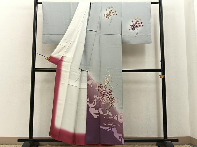 平和屋着物■訪問着　草花文　暈し染め　正絹　逸品　BAAY6922hj