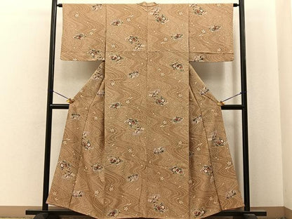 平和屋着物■上質な小紋　地紙流水花文　金彩　正絹　逸品　BAAY6923hj