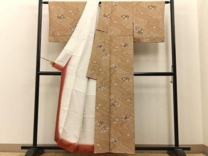 平和屋着物■上質な小紋　地紙流水花文　金彩　正絹　逸品　BAAY6923hj