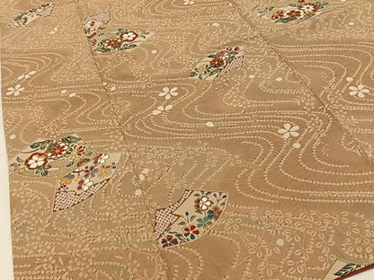 平和屋着物■上質な小紋　地紙流水花文　金彩　正絹　逸品　BAAY6923hj