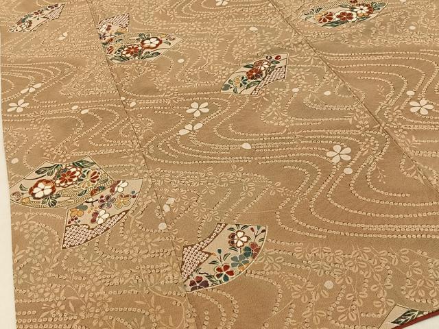 平和屋着物■上質な小紋　地紙流水花文　金彩　正絹　逸品　BAAY6923hj