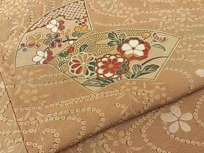 平和屋着物■上質な小紋　地紙流水花文　金彩　正絹　逸品　BAAY6923hj