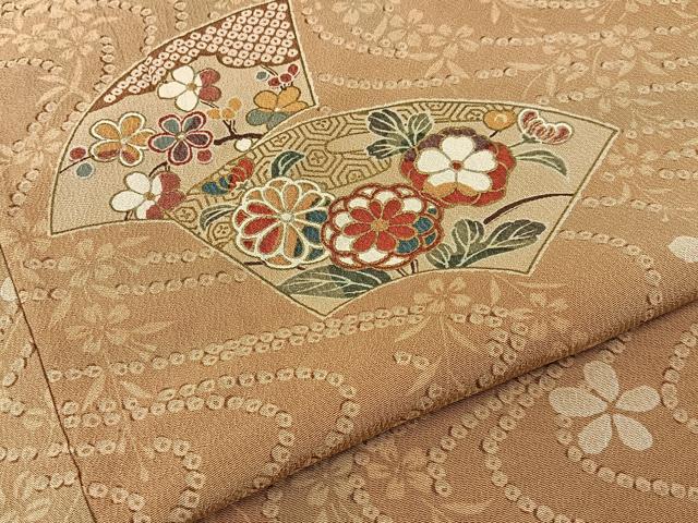 平和屋着物■上質な小紋　地紙流水花文　金彩　正絹　逸品　BAAY6923hj