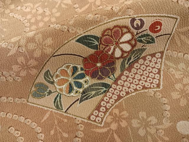 平和屋着物■上質な小紋　地紙流水花文　金彩　正絹　逸品　BAAY6923hj