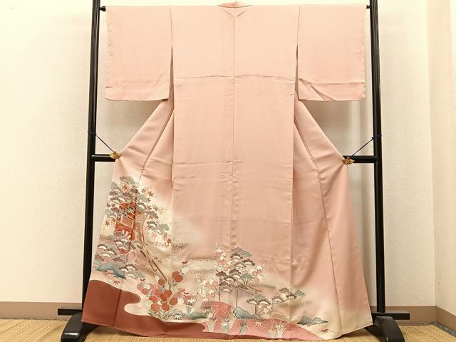 平和屋着物■豪華色留袖　駒刺繍　御所車花文　暈し染め　金彩　正絹　逸品　BAAY6927hj
