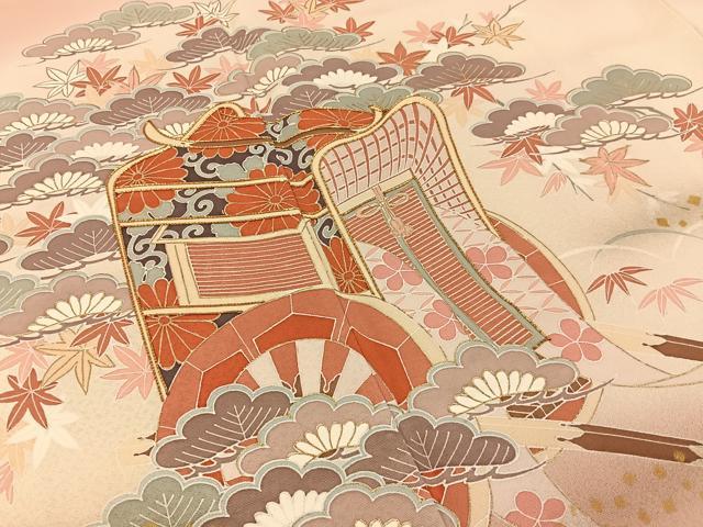 平和屋着物■豪華色留袖　駒刺繍　御所車花文　暈し染め　金彩　正絹　逸品　BAAY6927hj