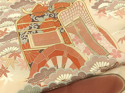 平和屋着物■豪華色留袖　駒刺繍　御所車花文　暈し染め　金彩　正絹　逸品　BAAY6927hj