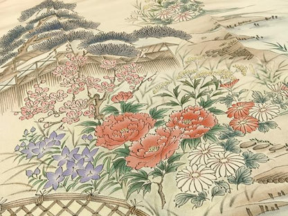 平和屋着物■訪問着　作家物　手描き　流水秋草文　暈し染め　正絹　逸品　BAAY6929hj
