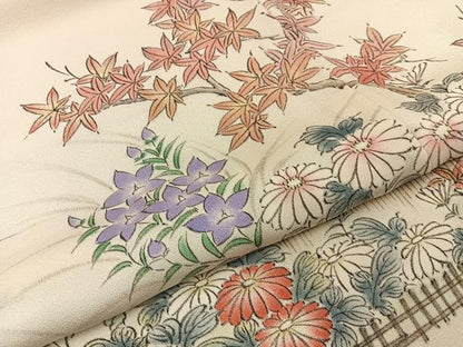 平和屋着物■訪問着　作家物　手描き　流水秋草文　暈し染め　正絹　逸品　BAAY6929hj