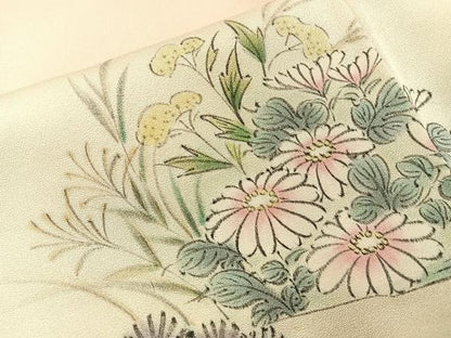 平和屋着物■訪問着　作家物　手描き　流水秋草文　暈し染め　正絹　逸品　BAAY6929hj