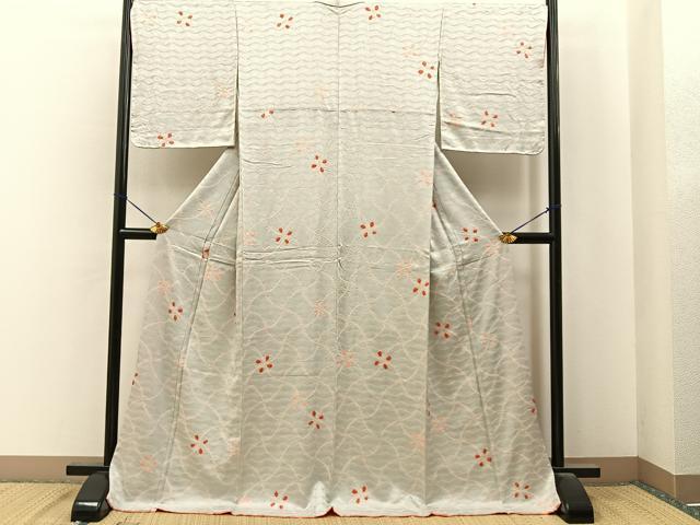 平和屋着物■上質な小紋　総絞り　分銅花文　ロング丈　正絹　逸品　未使用　BAAY6930hj