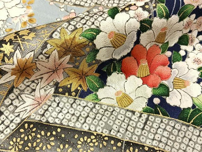 平和屋着物■上質な小紋　熨斗草花文　金彩　正絹　逸品　BAAY6934hj