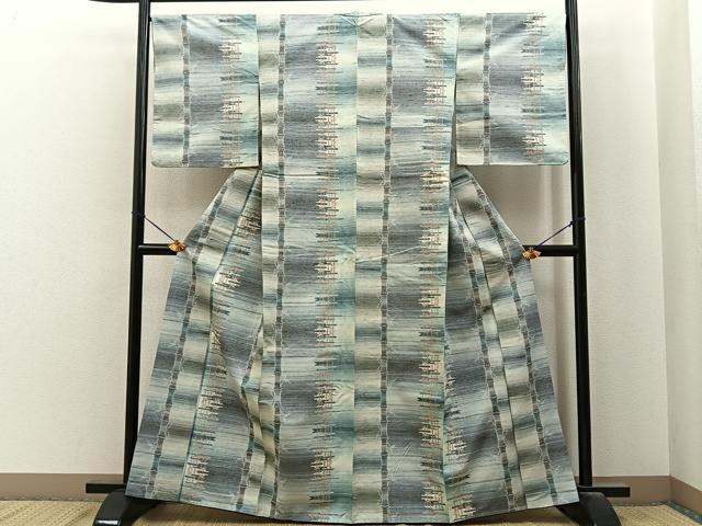 平和屋着物■上質な紬　笹竹文　正絹　逸品　未使用　BAAY6935hj