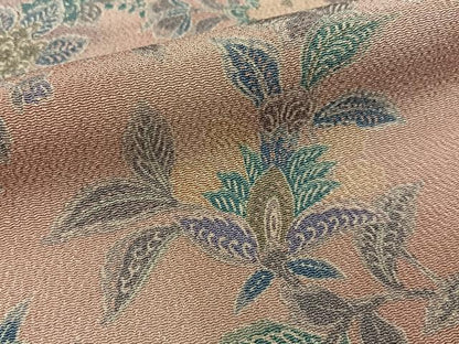 平和屋着物■上質な小紋　更紗花文　暈し染め　鬼しぼ縮緬　正絹　逸品　BAAY6939hj