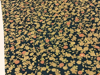 平和屋着物■上質な小紋　菊　濃紺地　正絹　逸品　BAAY6940hj
