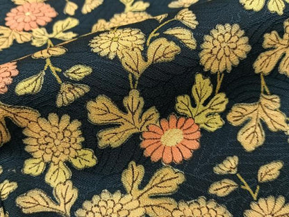 平和屋着物■上質な小紋　菊　濃紺地　正絹　逸品　BAAY6940hj