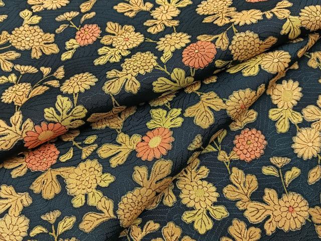 平和屋着物■上質な小紋　菊　濃紺地　正絹　逸品　BAAY6940hj