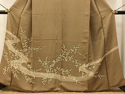 平和屋着物■豪華色留袖　流水草花文　正絹　逸品　BAAY6942hj