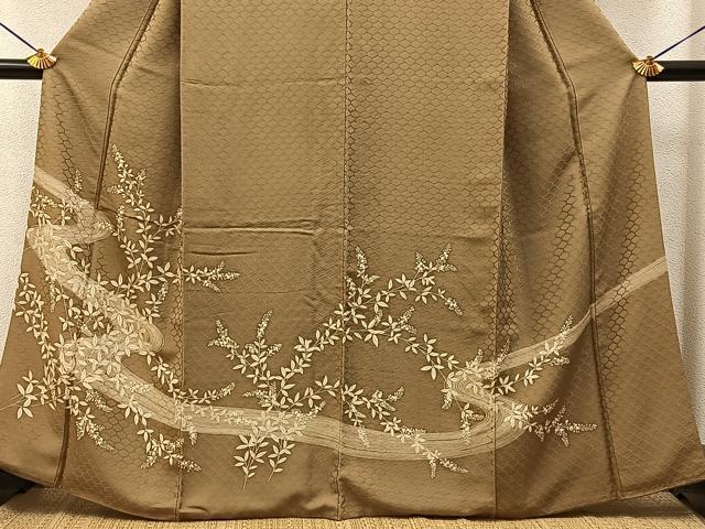 平和屋着物■豪華色留袖　流水草花文　正絹　逸品　BAAY6942hj