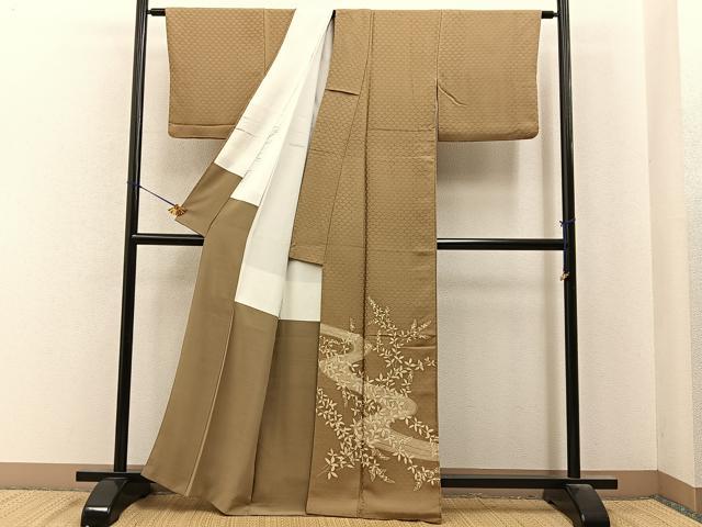 平和屋着物■豪華色留袖　流水草花文　正絹　逸品　BAAY6942hj