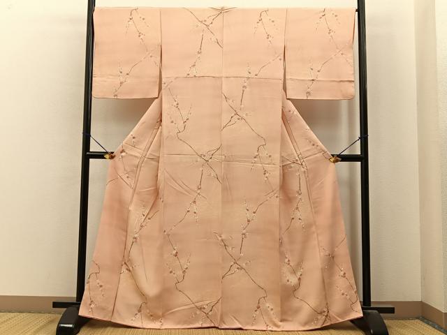 平和屋着物■上質な小紋　枝梅文　金彩　正絹　逸品　BAAY6945hj