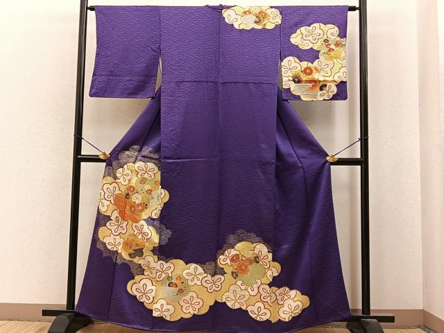 平和屋着物■訪問着　駒刺繍　雲取梅花文　金銀彩　正絹　逸品　BAAY6946hj