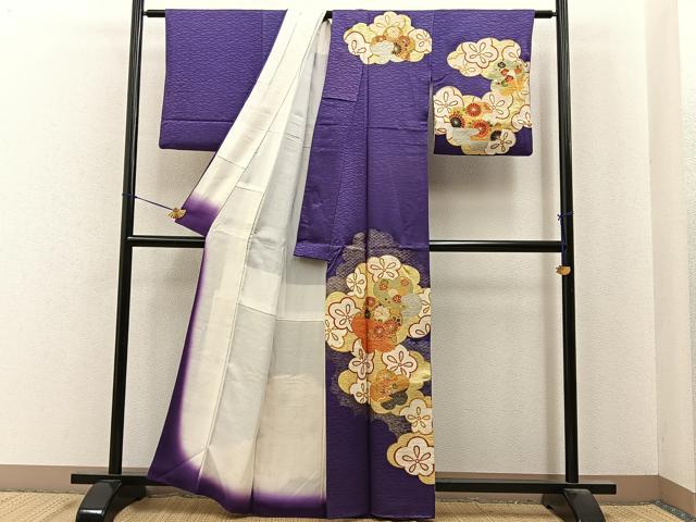 平和屋着物■訪問着　駒刺繍　雲取梅花文　金銀彩　正絹　逸品　BAAY6946hj