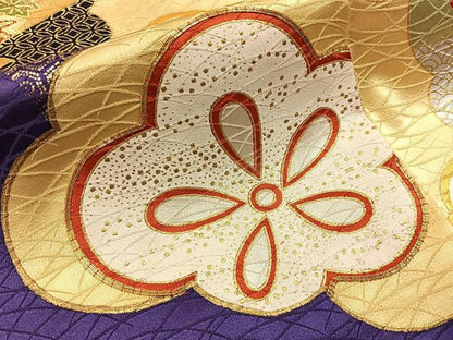 平和屋着物■訪問着　駒刺繍　雲取梅花文　金銀彩　正絹　逸品　BAAY6946hj