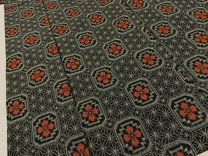 平和屋着物■本場村山大島紬　花菱文　正絹　逸品　BAAY6947hj
