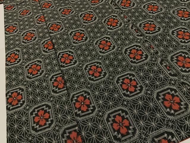 平和屋着物■本場村山大島紬　花菱文　正絹　逸品　BAAY6947hj