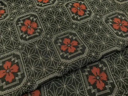 平和屋着物■本場村山大島紬　花菱文　正絹　逸品　BAAY6947hj