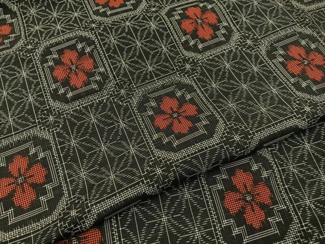 平和屋着物■本場村山大島紬　花菱文　正絹　逸品　BAAY6947hj