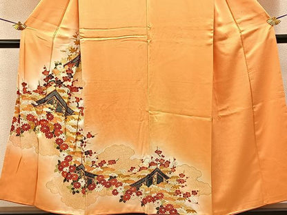平和屋着物■訪問着　駒刺繍　万幕草花文　暈し染め　金彩　正絹　逸品　BAAY6949hj