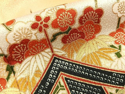 平和屋着物■訪問着　駒刺繍　万幕草花文　暈し染め　金彩　正絹　逸品　BAAY6949hj