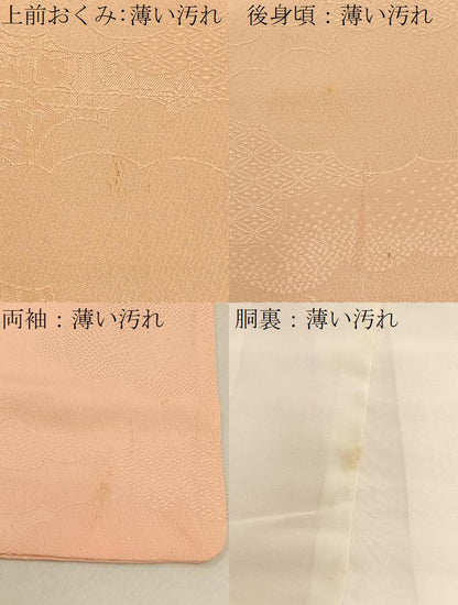 平和屋着物■上質な色無地　雲隠れ吉祥地紋　人色　正絹　逸品　BAAY6951hj