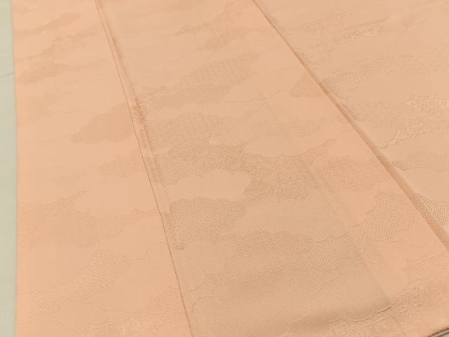 平和屋着物■上質な色無地　雲隠れ吉祥地紋　人色　正絹　逸品　BAAY6951hj