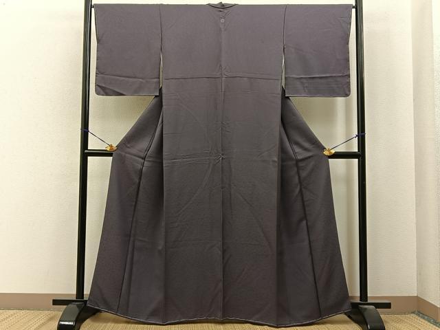 平和屋着物●上質な色無地　花地紋　紫鼠色　正絹　逸品　未使用　BAAY6954hj