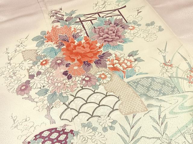 平和屋着物■訪問着　流水草花文　暈し染め　正絹　逸品　未使用　BAAY6956hj