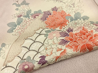 平和屋着物■訪問着　流水草花文　暈し染め　正絹　逸品　未使用　BAAY6956hj