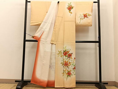 平和屋着物■訪問着　刺繍　草花文　暈し染め　金彩　正絹　逸品　BAAY6959hj