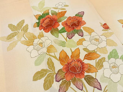 平和屋着物■訪問着　刺繍　草花文　暈し染め　金彩　正絹　逸品　BAAY6959hj