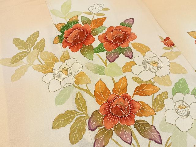 平和屋着物■訪問着　刺繍　草花文　暈し染め　金彩　正絹　逸品　BAAY6959hj