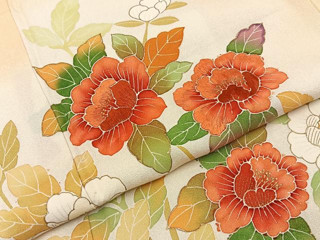 平和屋着物■訪問着　刺繍　草花文　暈し染め　金彩　正絹　逸品　BAAY6959hj