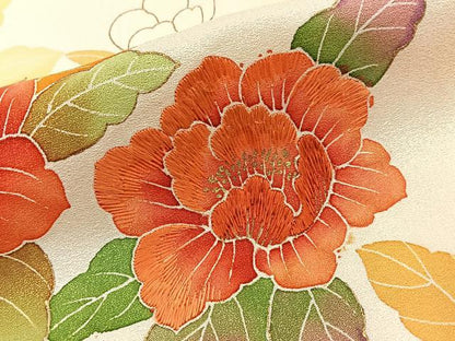 平和屋着物■訪問着　刺繍　草花文　暈し染め　金彩　正絹　逸品　BAAY6959hj