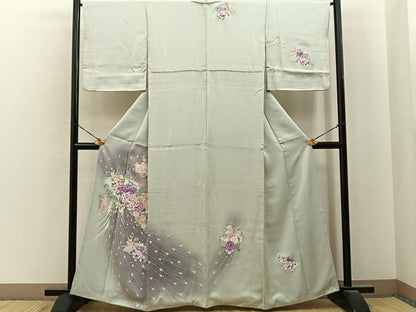平和屋着物■訪問着　扇面孔雀羽花文　暈し染め　正絹　逸品　BAAY6962hj