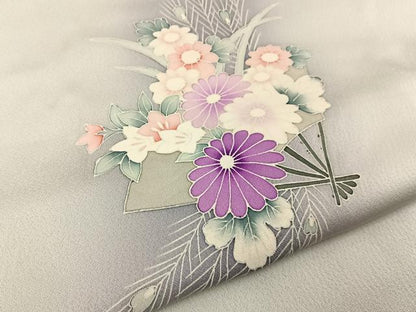 平和屋着物■訪問着　扇面孔雀羽花文　暈し染め　正絹　逸品　BAAY6962hj