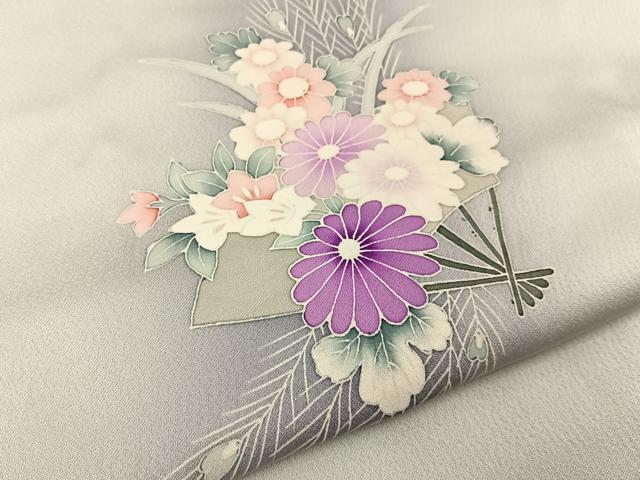 平和屋着物■訪問着　扇面孔雀羽花文　暈し染め　正絹　逸品　BAAY6962hj