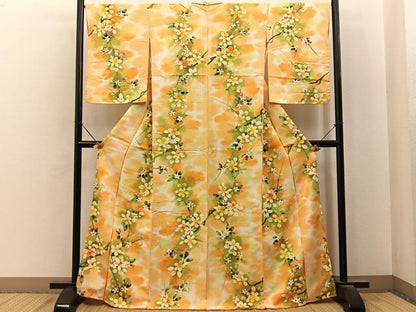 平和屋着物■上質な小紋　枝花文　暈し染め　正絹　逸品　未使用　BAAY6966hj